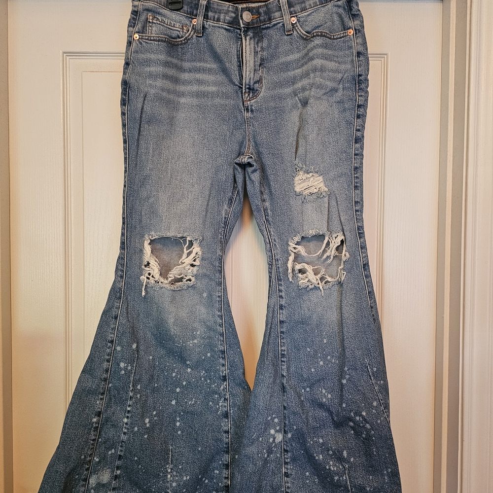 Torrid Blue Distressed Flare Jeans - Picture 3 of 9